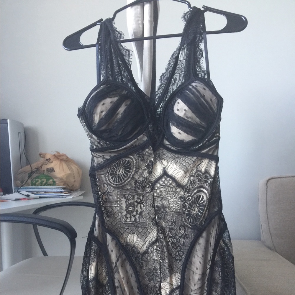 Black Lace Party Dress With Bra Top Size 8